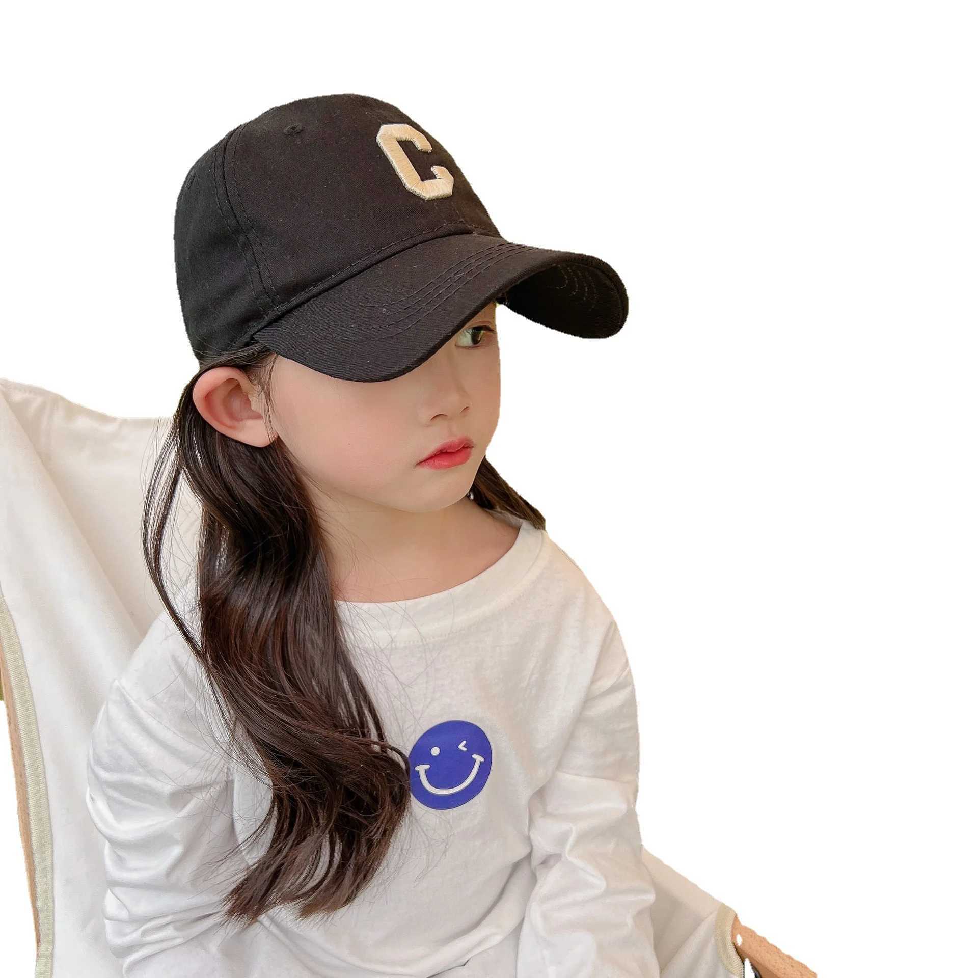 Caps Hats C Embroidered Baseball Hats Designed for Children Korean Boys Girls Sun Eyes and Summer Childrens Solid Color Snapshot Hats H241223