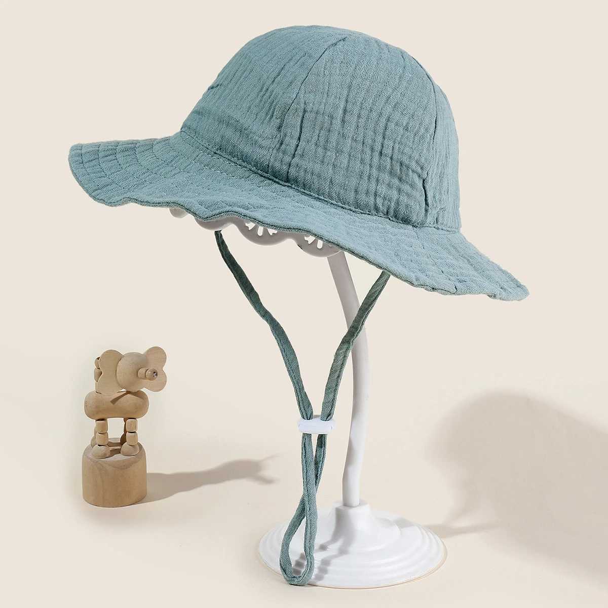 Caps Hats Baby Sun Hat Summer Sunhat Childrens Bucket Hat Girls Pure Cotton Beach Preschool Boys Hat Baby Newborn Accessories 0-12M H241223