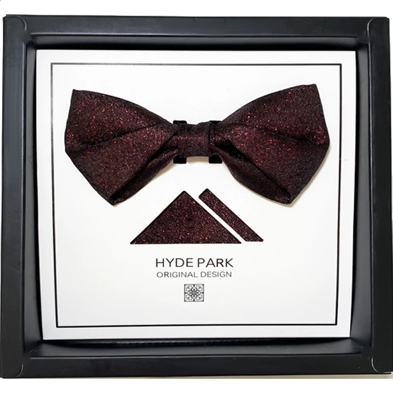 Sparkling Color Change Wedding Groom Mens Gift Box Set Mens Deep Burgundy Bow Tie 241220
