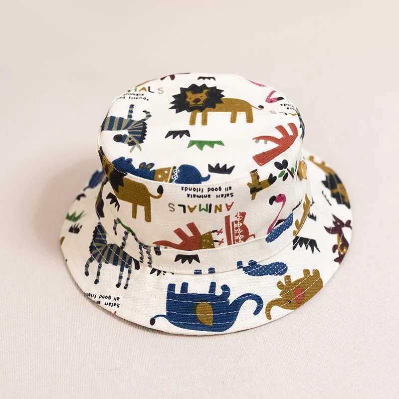 Caps Hats Cute childrens outdoor bucket hat childrens sun hat with windproof rope cotton baby hat childrens summer hat H241223