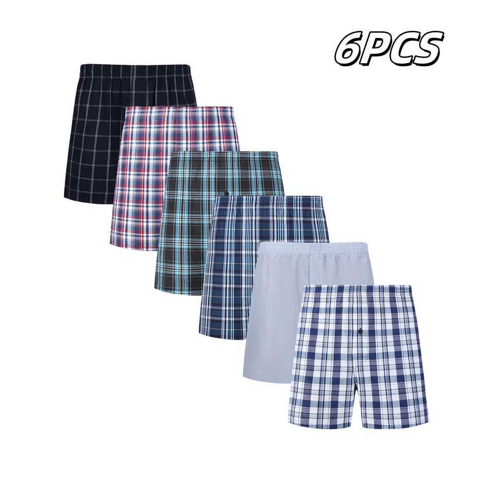 Jupiter Secret 6-piece boxing shorts casual plain waistband button mens boxing underwear woven shorts home random color W241223