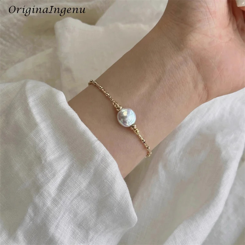 14K Gold Filled Natural Baroque Pearl Bracelet Handmade Gold Beads Bracelet Waterproof Tarnish Resistant Jewelry Boho Bracelet 241220