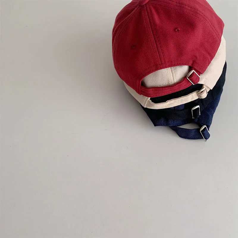 Caps Hats Simple letter embroidery childrens baseball cap summer solid color boys and girls sun hat Korean adjustable childrens beach hat H241223
