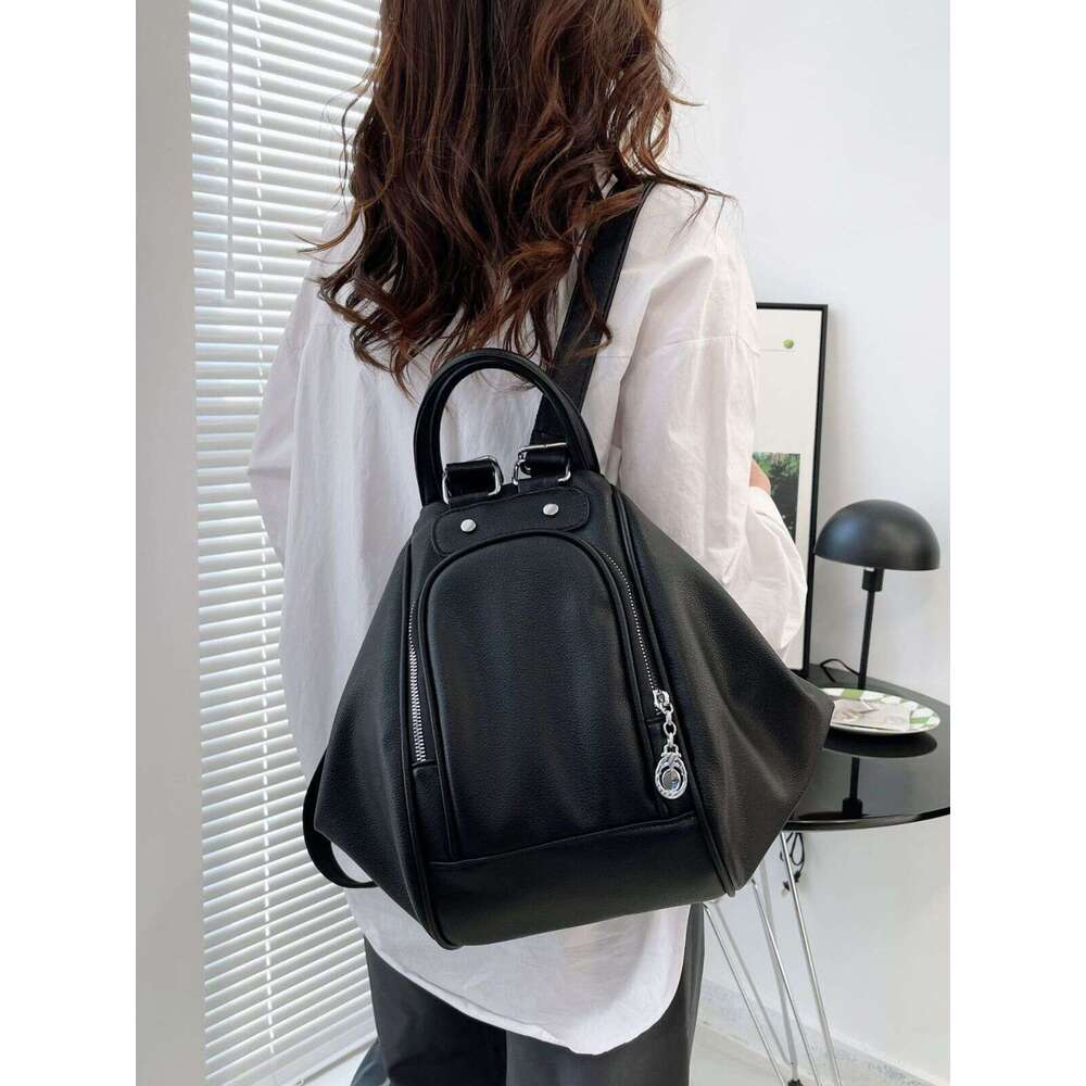 Women's Bags Handbag Casual Soft Leather Women Backpacks Fashion Solid Color Zipper Design Student Schoolbags Portable Travel Backpack