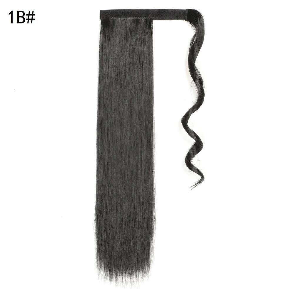 Medium Length Ponytail, Long Straight Hair, Velcro, Synthetic Wig, Ponytail Braid