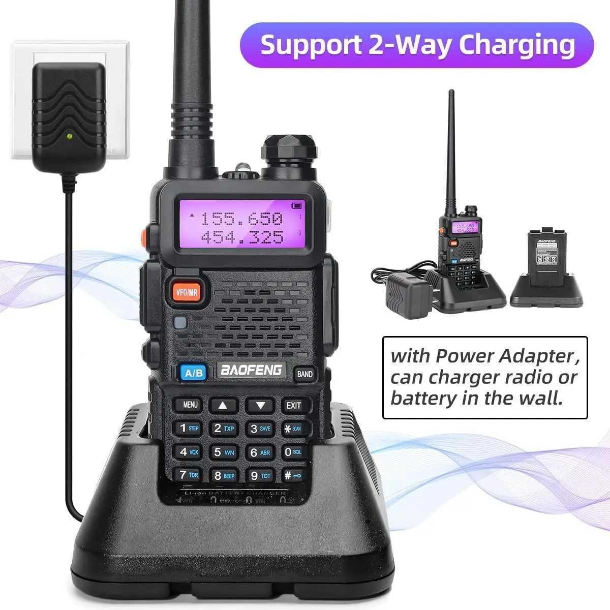1/2X Baofeng UV-5R 8W Tri-Power Walkie Talkie High Power Dual Band Long Range 128CH Portable Handheld UV 5R Ham Two Way Ra Z241223