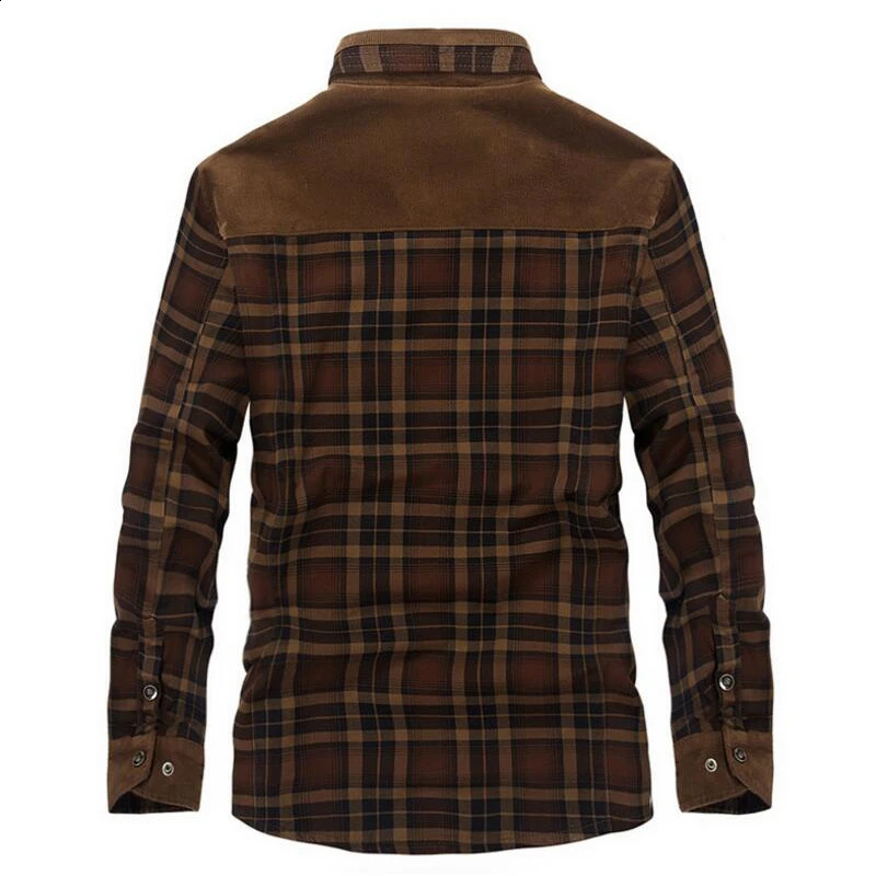 Shirt Men Casual Shirts Wool Fleece Thick Warm Shirts for Men Handwork Plaid Shirt Men Camisa Denim Hombre Size M-4XL 241223