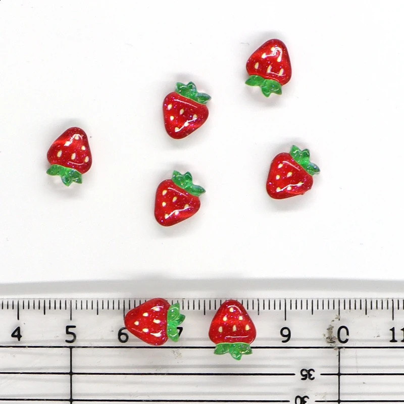 50Pcs Summer Kawaii 9mm Resin Mini Cherry Fruit Cabochon Ornament Jewelry Charms Nail Art Decoration Flatback Manicure Parts 241223