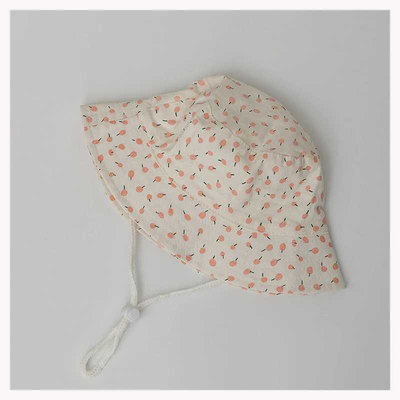 Caps Hats Cute and lovely baby girl bucket hat summer baby boy girl sun hat cute star width Brim baby toddler children fisherman Panama hat H241223
