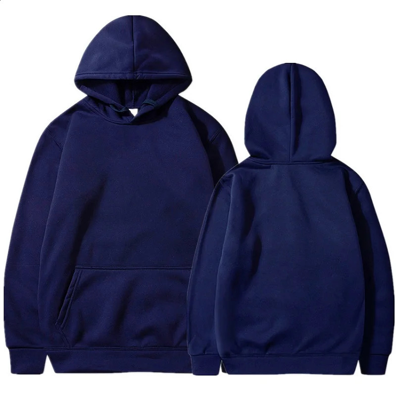 Mens and womens navy blue hooded sweatshirt autumn long sleeved zipper top casual pocket hooded sweatshirt unisex loose outer sportswear 241223