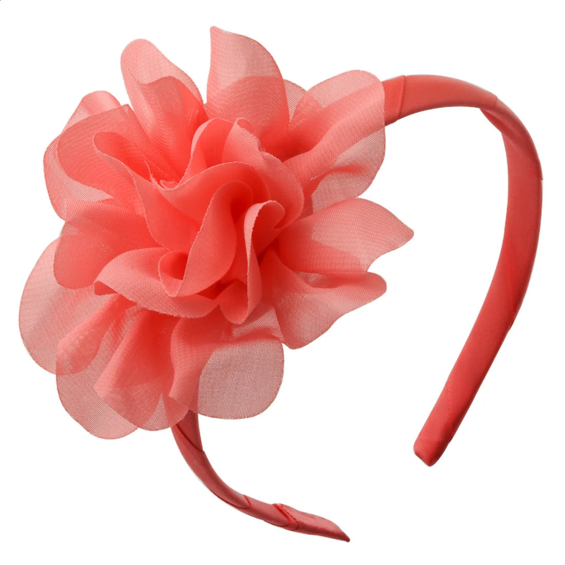 24pcs Fashion Big Chiffon Floral Hairbands Tulle Flower Hard Headbands Princess Headwear Boutique Hair Accessories for Girls 241223