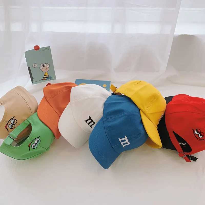 Caps Hats Letter M Embroidered Baby Baseball Hat Solid Color Preschool Boys and Girls Childrens Snapshot Hat Summer Leisure Sun Sunshade Hat H241223