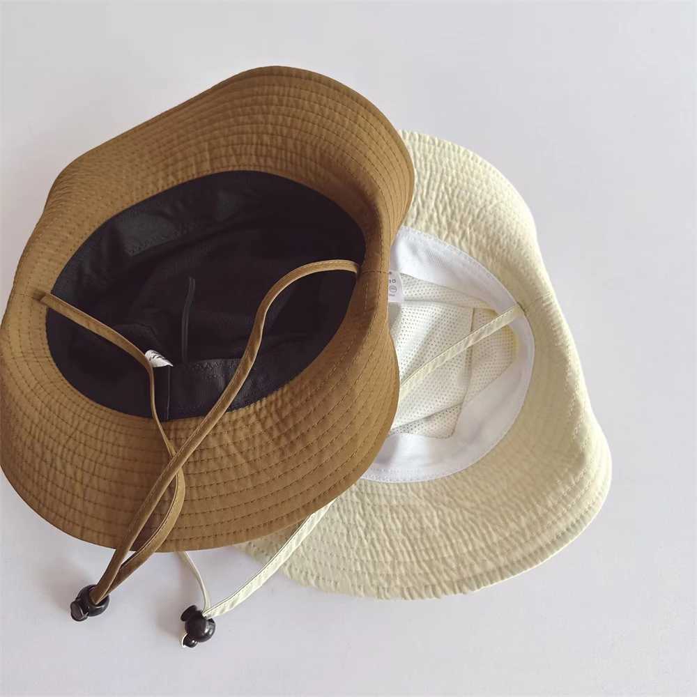 Caps Hats New Childrens Bucket Hat Summer Solid Color Sunhat Childrens Fishing Hat Sunhade Visor Boys and Girls Outdoor Fashion Beach Hat 2-6Y H241223