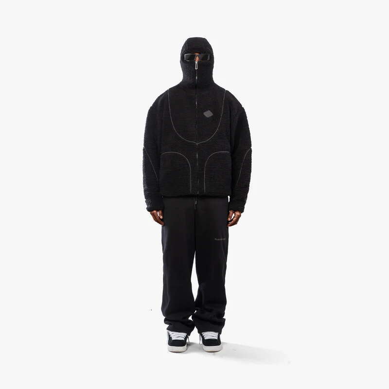 Overseas ins new color blocked stand up collar jacket men's women's fleece zipper letter embroidery warm autumn and winter hoodie Y2K