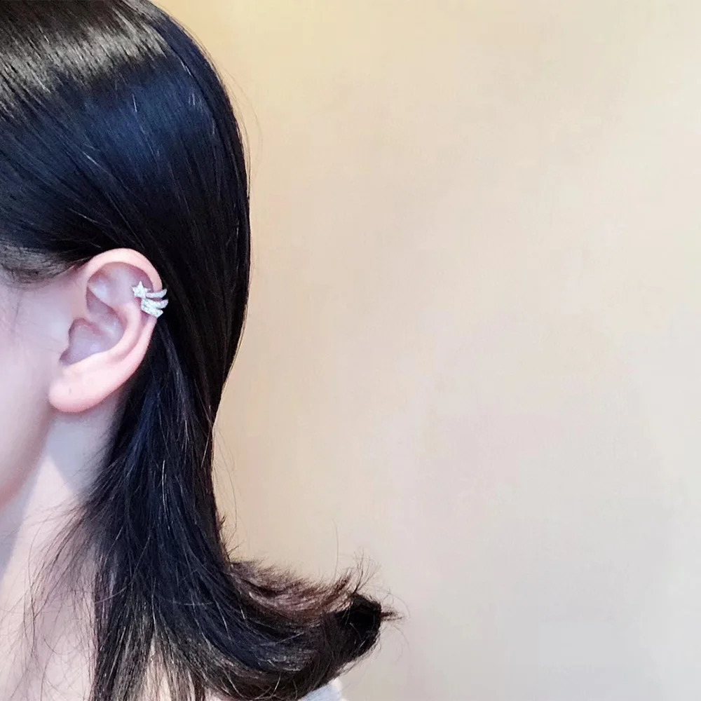 Charms High Quality 925 Sterling Silver Jewelry Small Star Ear Pin Clip On Earrings For Women Trend 241220