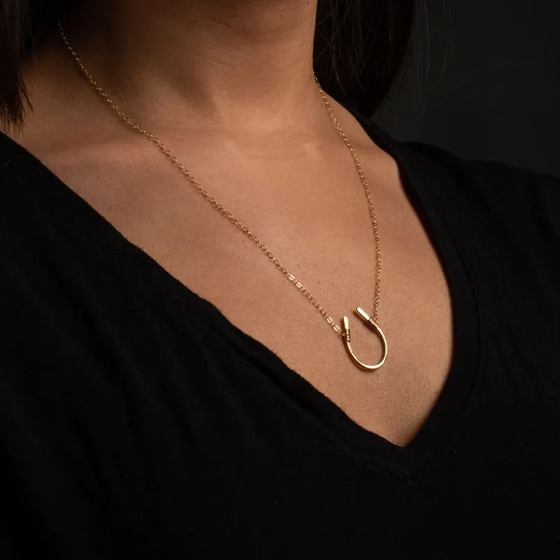 925 Silver Hammered Letter U Pendant Handmade Horseshoe Necklaces Gold Filled Choker Kolye Vintage Jewelry Boho Women Necklace 241220