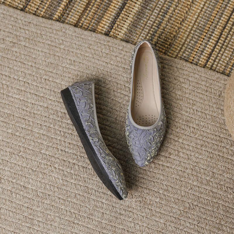 2023 Autumn Black Single Women's Pointed Silk Ladle Shoes, Bow Tie Flat Bottom Footwear, Shallow Mouth Evening Shoes