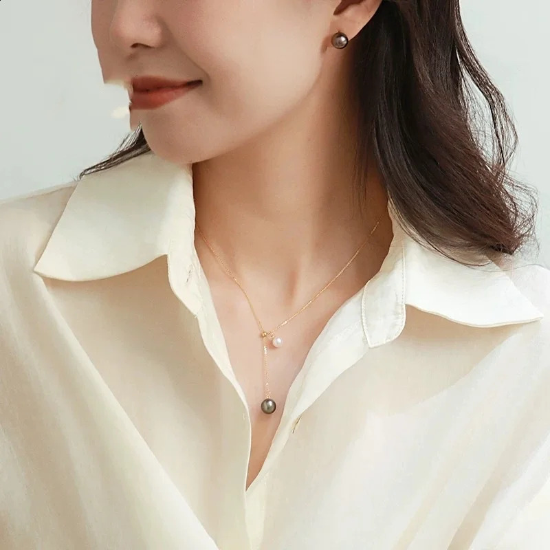 Fine Jewelry Pure 18K Gold Necklace Pendant AU750 Natural Freshwater Pearl Tahiti pearl Elegant Womens Gift Pure Banquet X730 241220