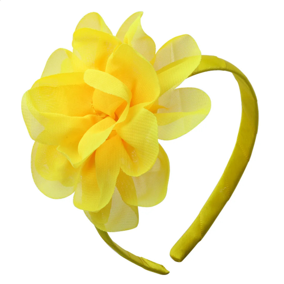 24pcs Fashion Big Chiffon Floral Hairbands Tulle Flower Hard Headbands Princess Headwear Boutique Hair Accessories for Girls 241223