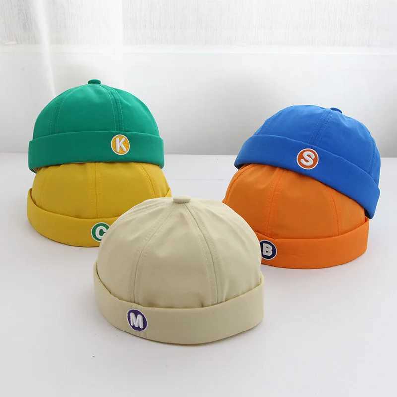 Caps Hats Baby solid color letter Docker hat retro embroidered velvet free hat skull hat summer hip-hop childrens dome bean hat H241223
