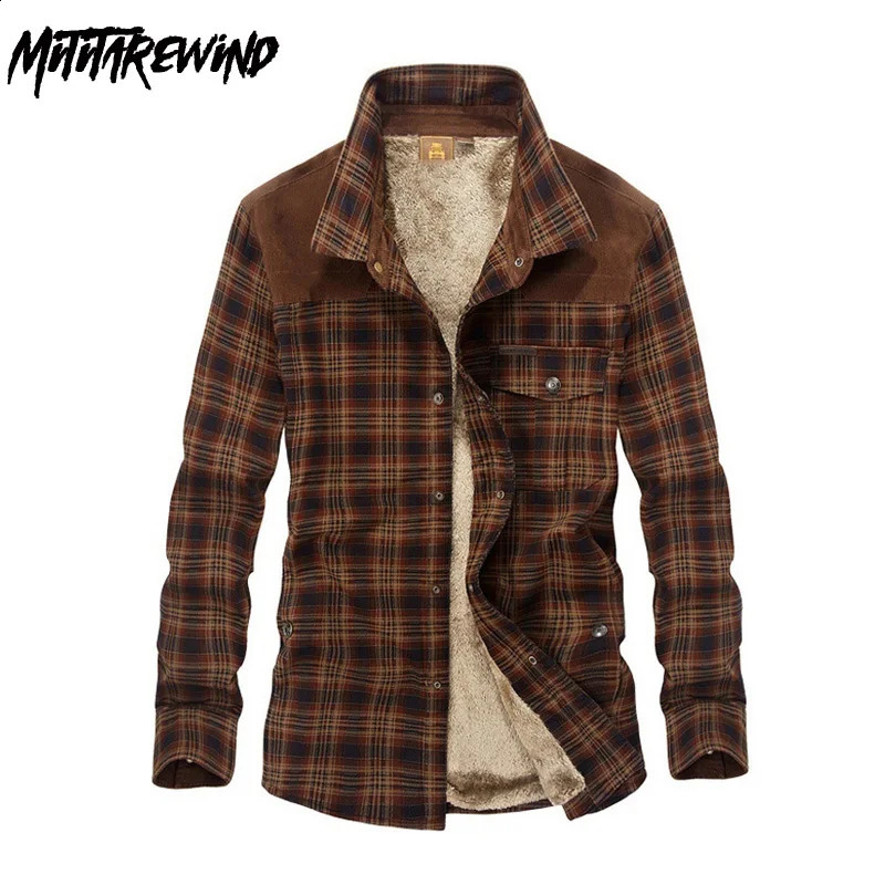 Shirt Men Casual Shirts Wool Fleece Thick Warm Shirts for Men Handwork Plaid Shirt Men Camisa Denim Hombre Size M-4XL 241223
