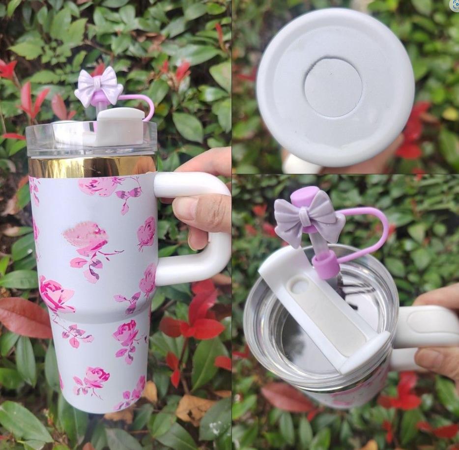 US Stock 14oz TUMBLERs love shack fancy Christmas Limited Mugs With Bow Topper Stainless Steel Target Sweet Pink Hearts Gift Cups For Valentine's