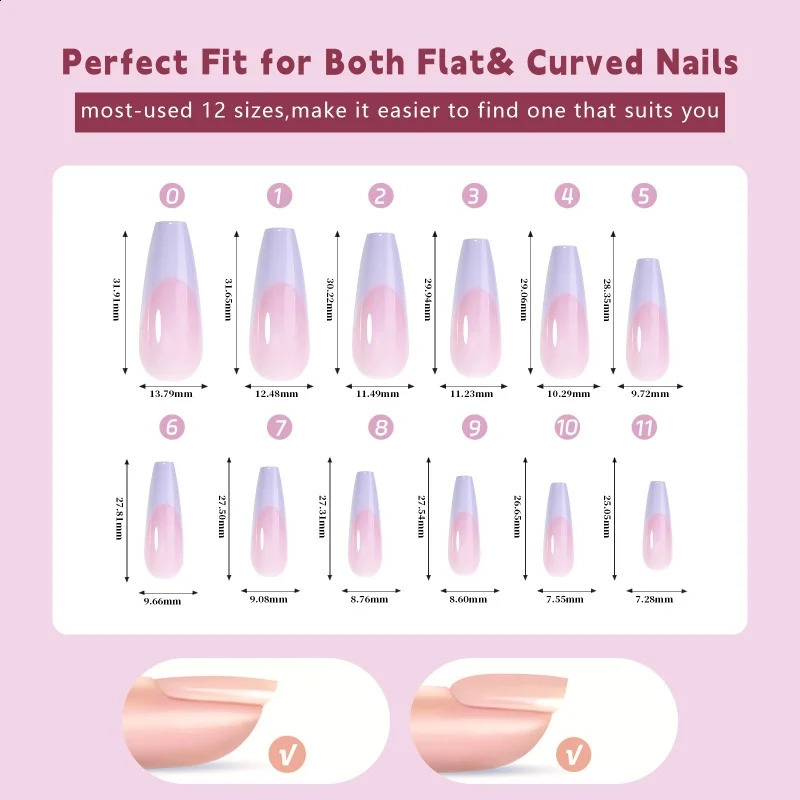 Mixed Color 288PCSBox French Tip Press on Nails Full Cover Traceless False Nail Tips Artificial Wear Press on Nail Tips 241223