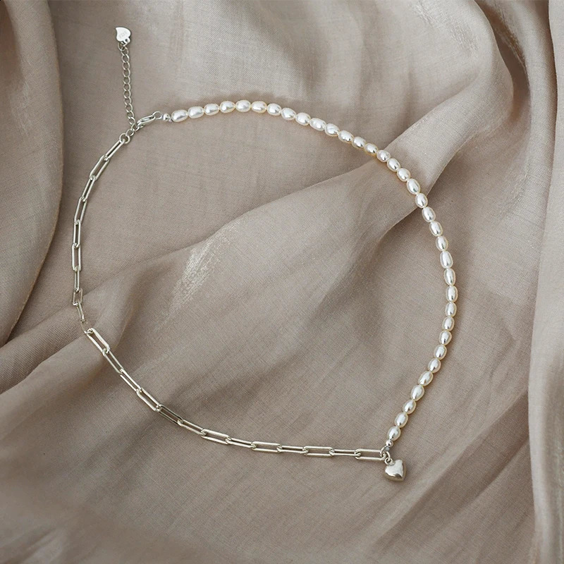ASHIQI Natural Freshwater Pearl Necklace 925 Sterling Silver Necklace Jewelry for women High Quality Fine Jewelry 241220
