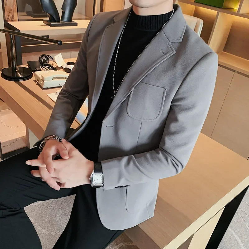 Man Slim Fit Plaid Office Blazer Men Fashion Suit Jackets Wedding Dress Coats Casual Business Mans Jacket 241218