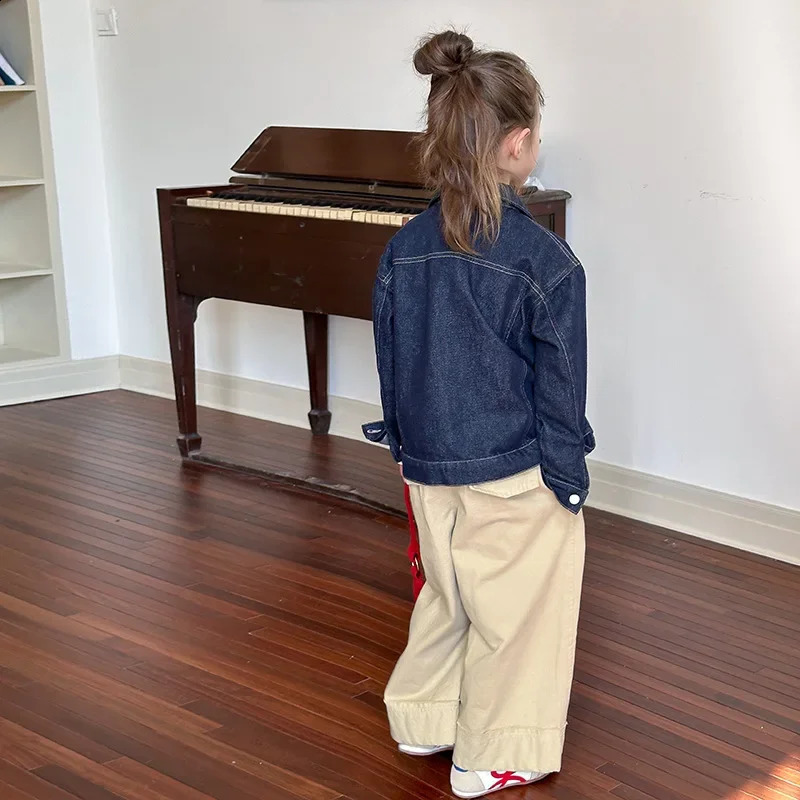 Children Clothes Denim Jacket Autumn Casual Korean Style Boys and Girls Solid Color Fashionable Kids Casual Jacket 241223