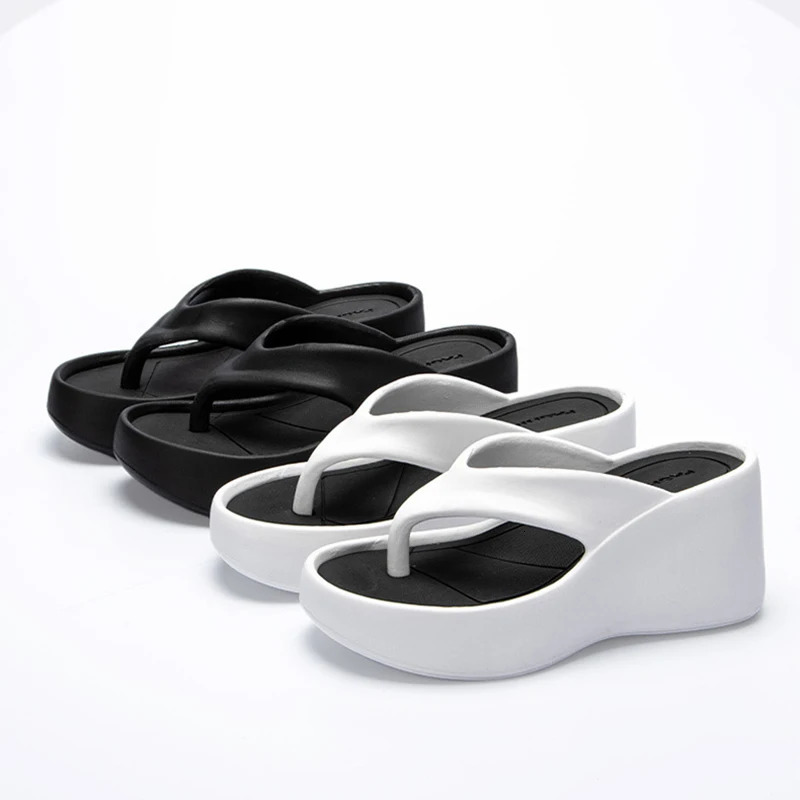 Women Colour Wedges Clip Toe Sandals EVA Outdoor Thick Sole Platform Flipflops Ladies Beach Nonslip y Heel Zapatillas 241213