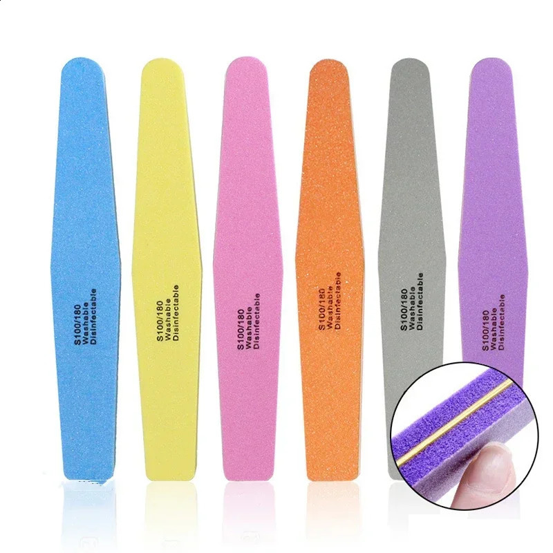 5pcs 100/180 Nail Buffer Double-sided Rubbing Strip For Manicure Nail Art Tools Washable Grinding Sanding Polishing Nails Files 241223