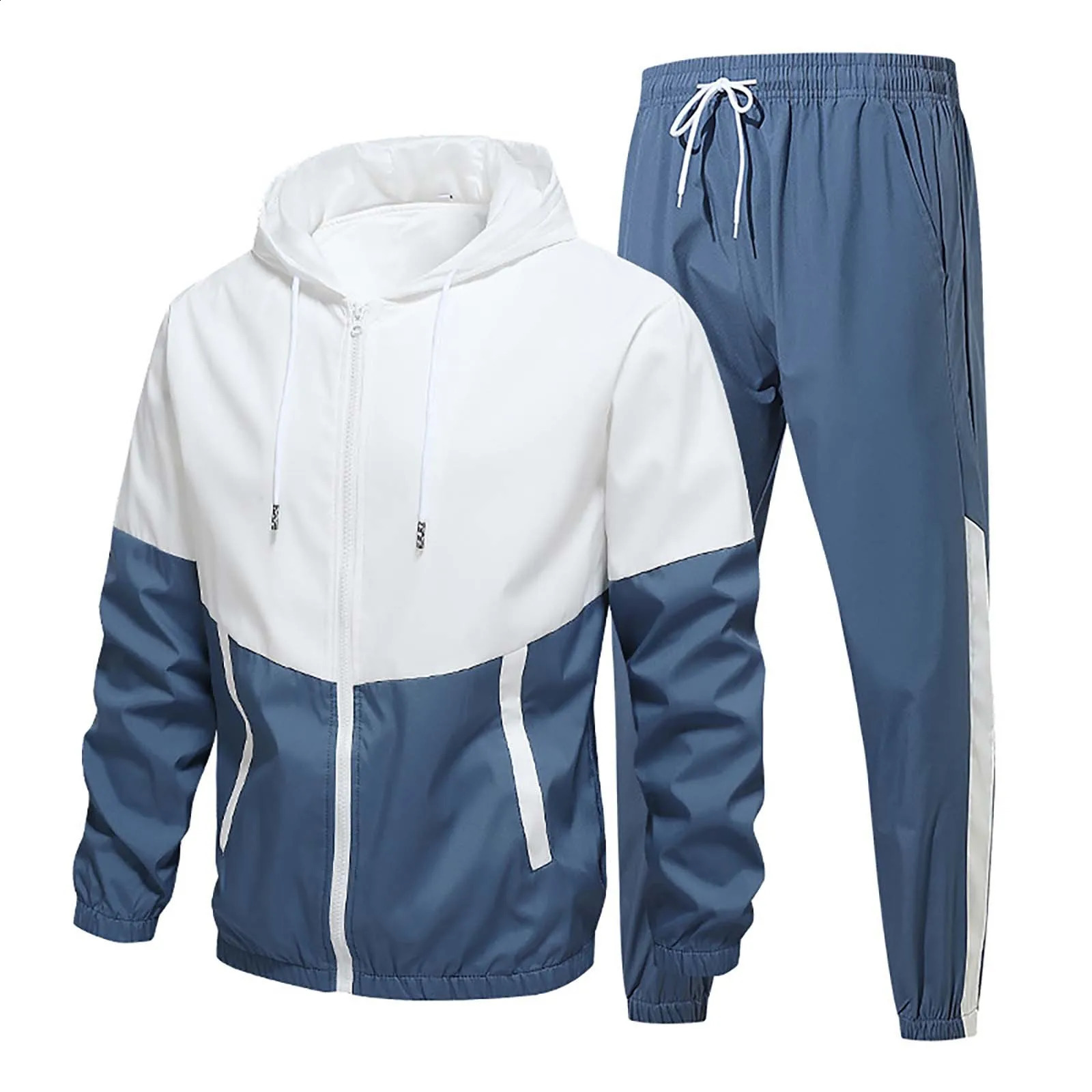 2 Piece Set Men Tracksuit Jacket Tops Joggers Pants Tracksuit Set Male Running Cycling Sportswear Autumn Mens Training Set 2024 241223