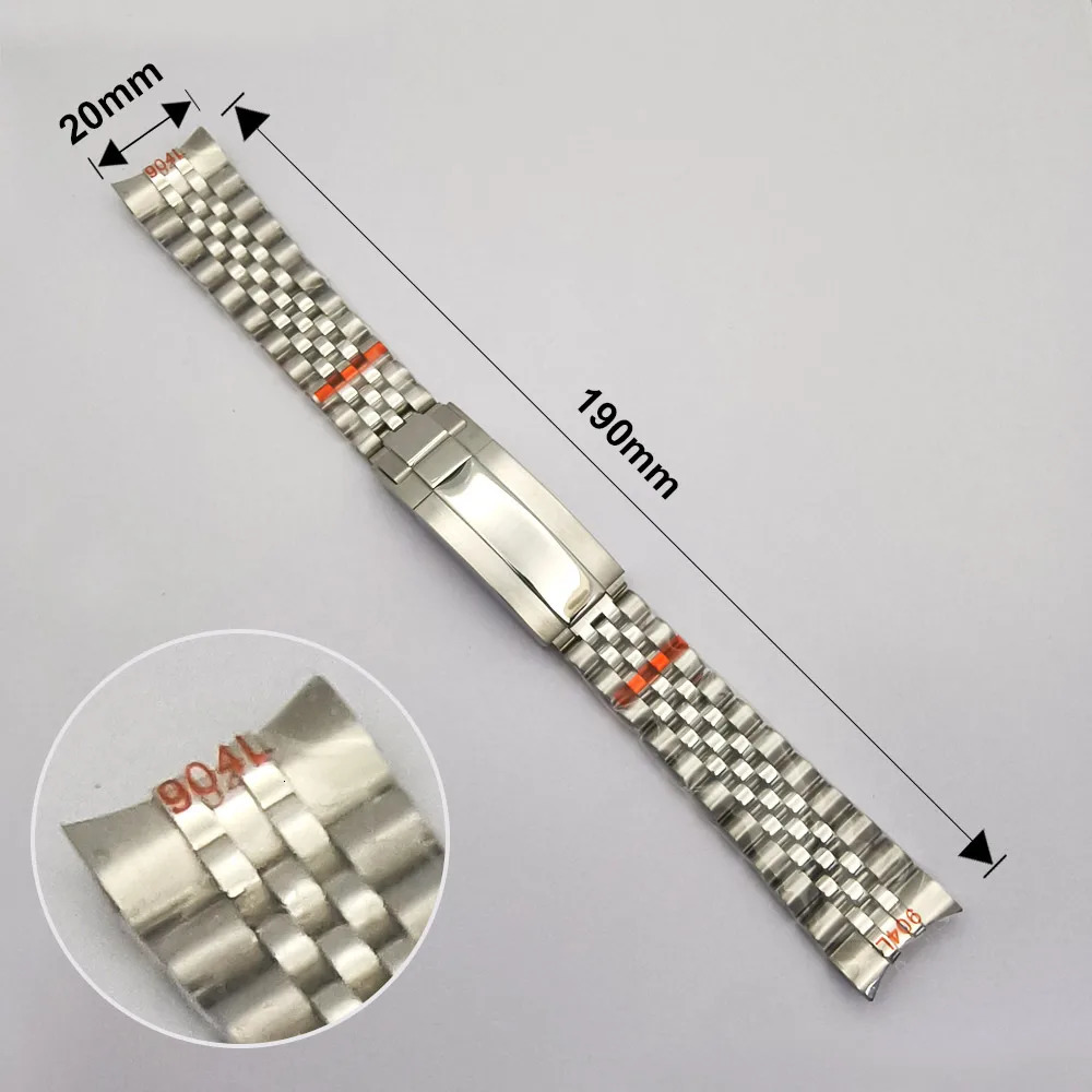 20mm stainless steel bracelet watch band folding buckle Curved end straps banding Fit GMT Case 241220