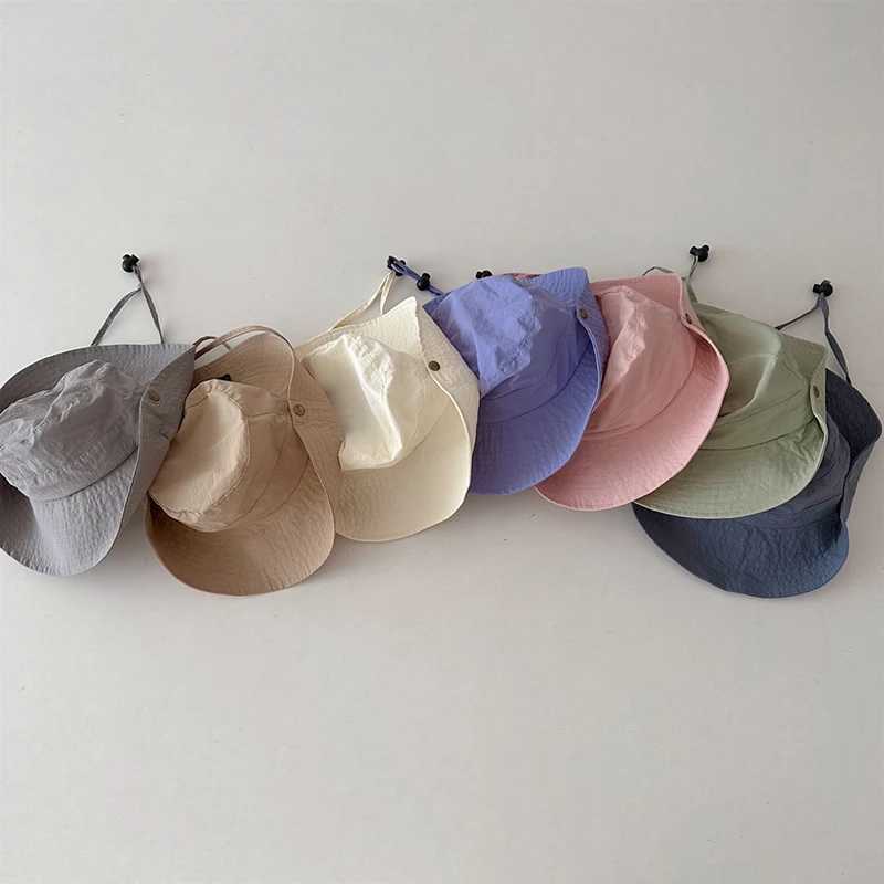 Caps Hats Korean Baby Mountain Hat Solid Color Childrens Quick Drying Fishermans Hat Summer Childrens Outdoor Sunshade Hat Cotton Pad H241223