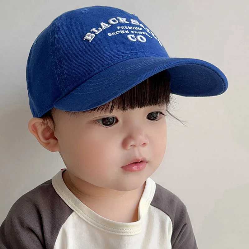 Caps Hats Childrens baseball cap fashionable letter embroidery spring and summer boy and girl snap on sun hat solid color childrens adjustable foot ca