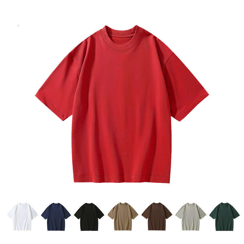 Men's Wear Loose Fitting Suit 330G Pure Cotton Double Yarn Short Sleeved T-Shirt Men, Loose Fit Plus Size, American Trendy Brand Casual Base Shir