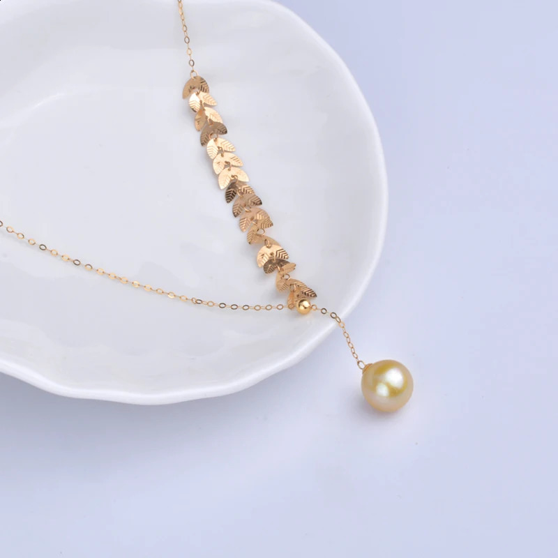 NYMPH Real 18K Gold Necklace Pendant Southsea Pearl AU750 Choker Women Fine Jewelry Party Gifts Adjust X624 241220