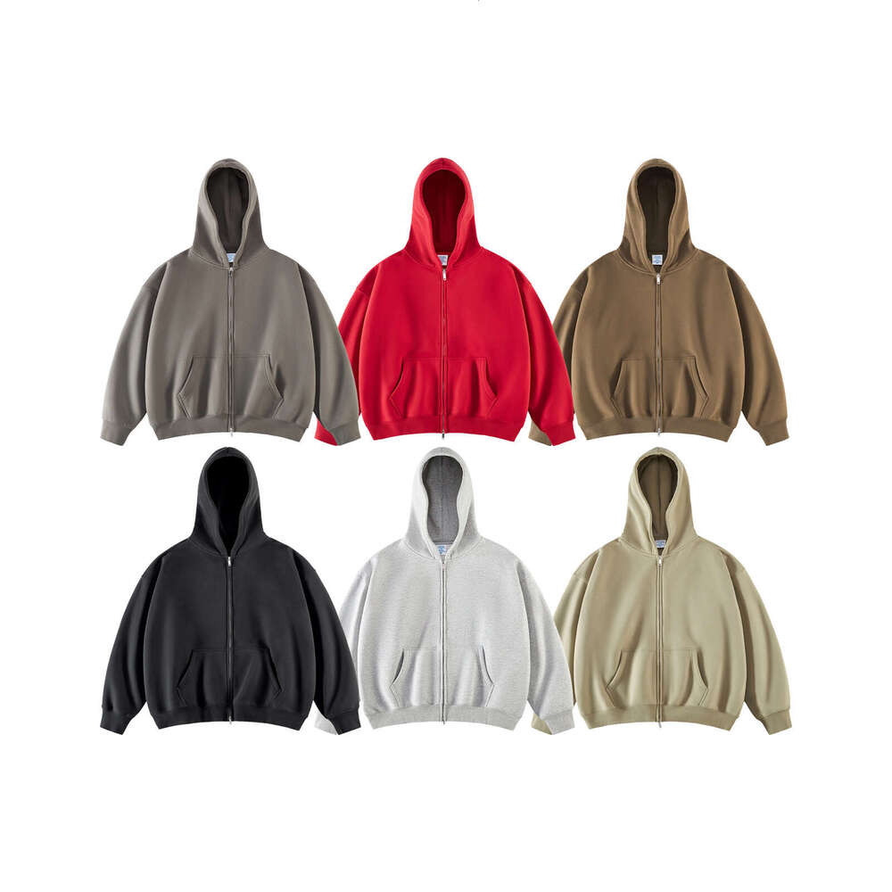 Wear Fleece Men's Double Zipper Coat Fog Home Thickened Hoodie