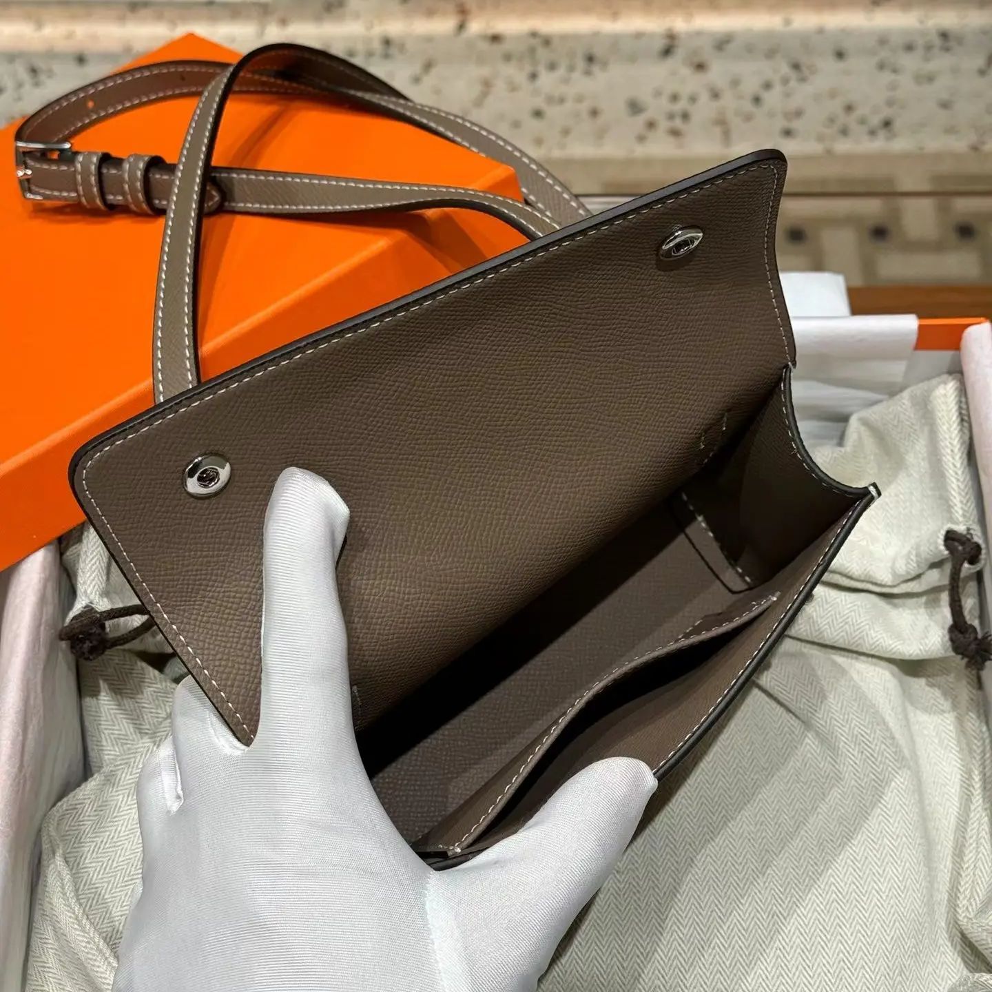 2024 Hot Sale Fashion Lady Genuine Leather Shoulder Bag High Quality EP Palmprint Cowhide Snap Wallet