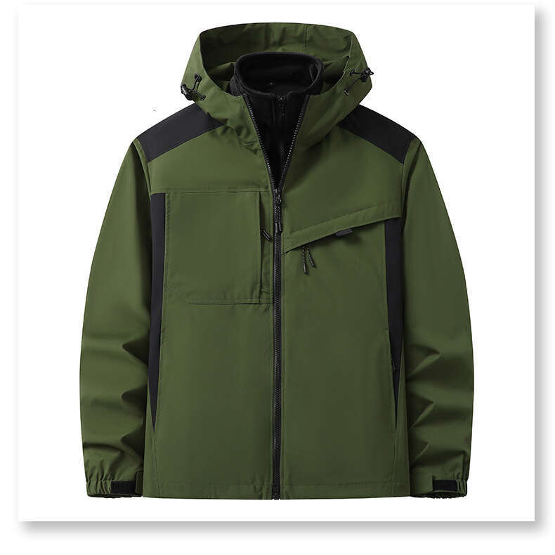 streaming waterproof windproof outdoor three in one jacket for men and women, two-piece jacket, silver fox fur