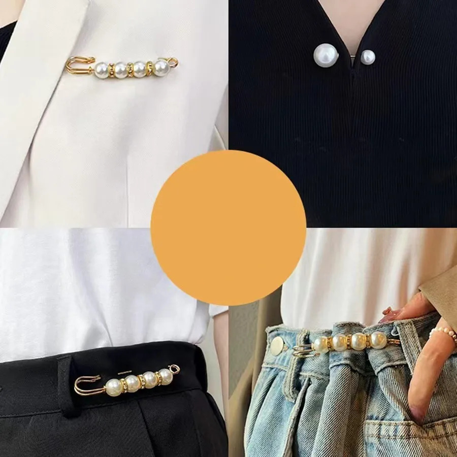 410Pcs AntiExposure Neckline Buckle Fashion Clothing Brooches for Women Pearl Lapel Pin Sweater Dress Brooch Pins Badge 241220