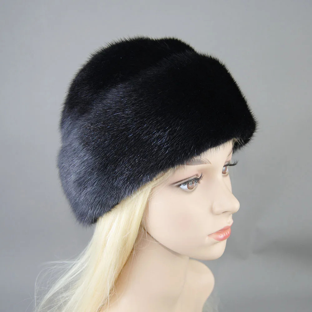 Winter Snow Ladys Cap Unisex Natural Beret Bomber Warm Windproof Luxury Women Hat Fashion Real 100% Mink Fur 241220