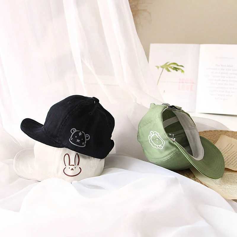 Caps Hats Cartoon Bear Baby Baseball Hat Solid Color Soft Brim Preschool Boys and Girls Snap Cap Spring Summer Outdoor Beach Sunshade Hat H241223