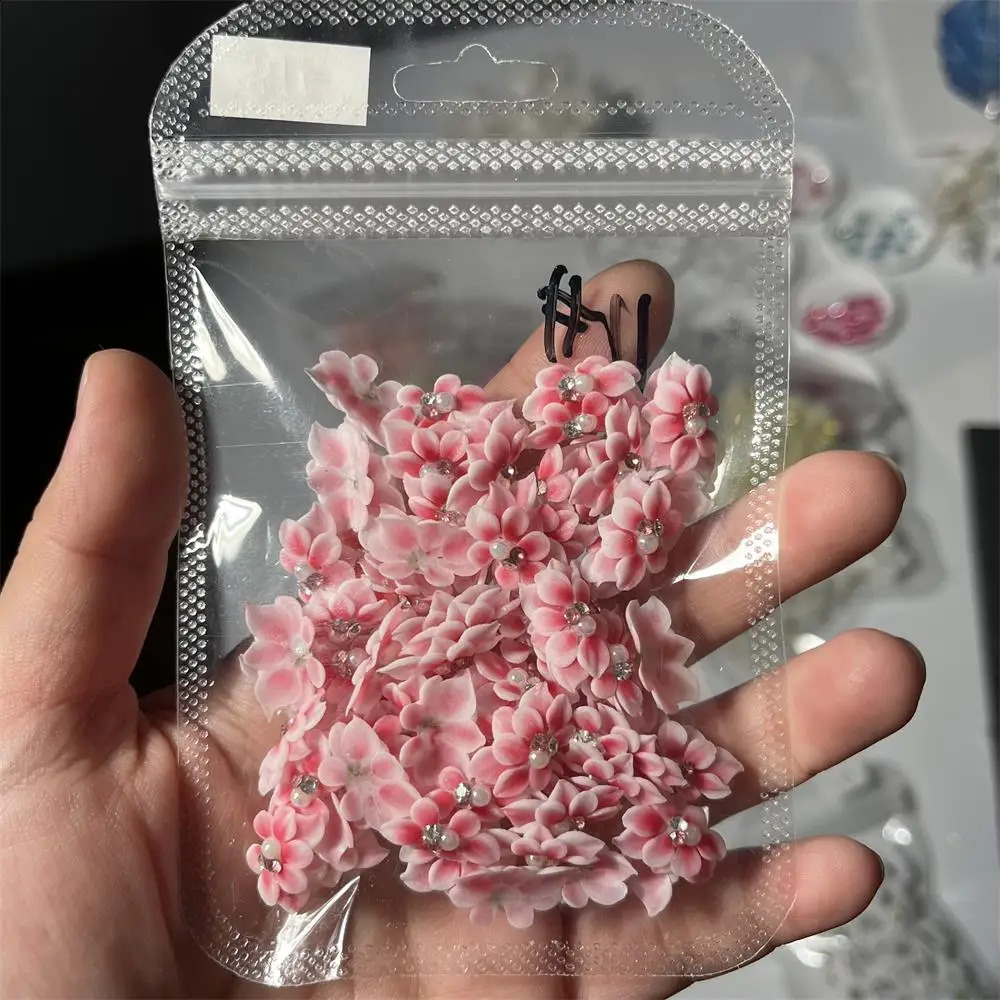 10pcs 3D Exquisite Carving Flower Nail Art Charms Simulation Carved Floret Parts AB Diamond Vivid Butterfly Nail Ornament 241223
