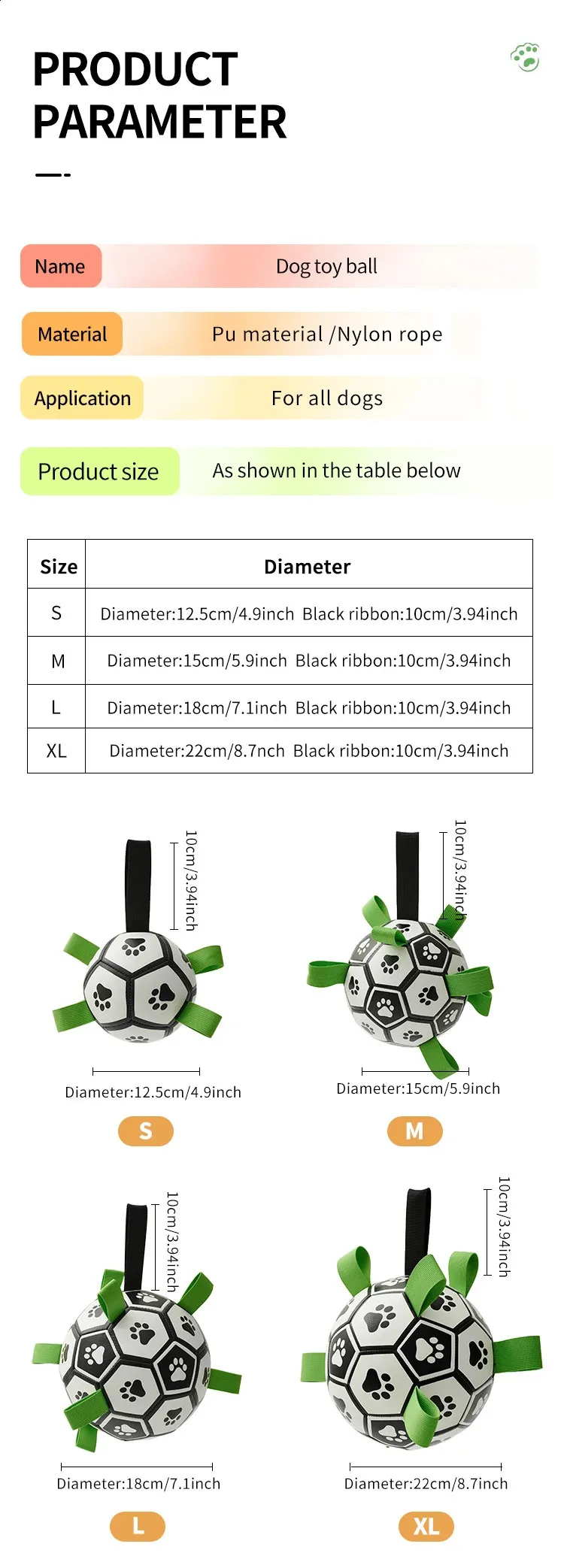 Dog Toys Soccer Ball with Straps Interactive Dog Toys for Tug of War Puppy Birthday Gifts Dog Tug Toy Dog Water Toy Durable