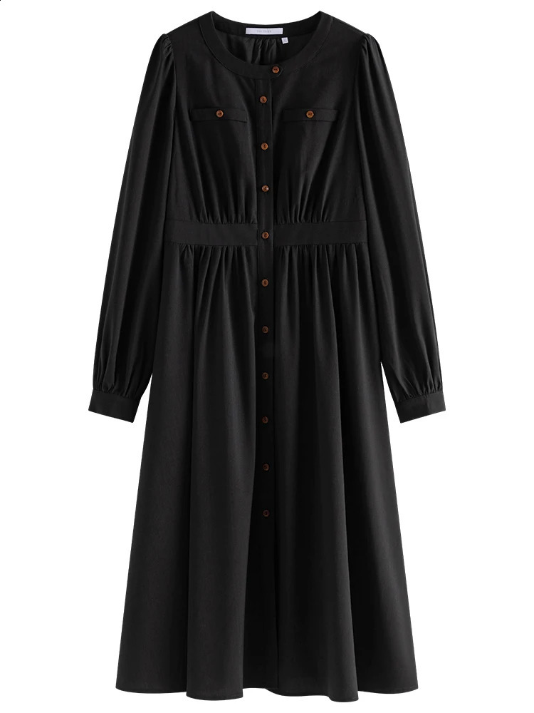 FSLE Long Sleeved Dress For Womens Temperament Commuting Shirt Women Pink Black Office Lady 241218