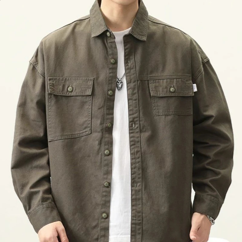 Spring Autumn Fashion Turn-down Collar Long Sleeve Blouse Mens Clothing Button American Style Casual All-match Loose Shirts 241223