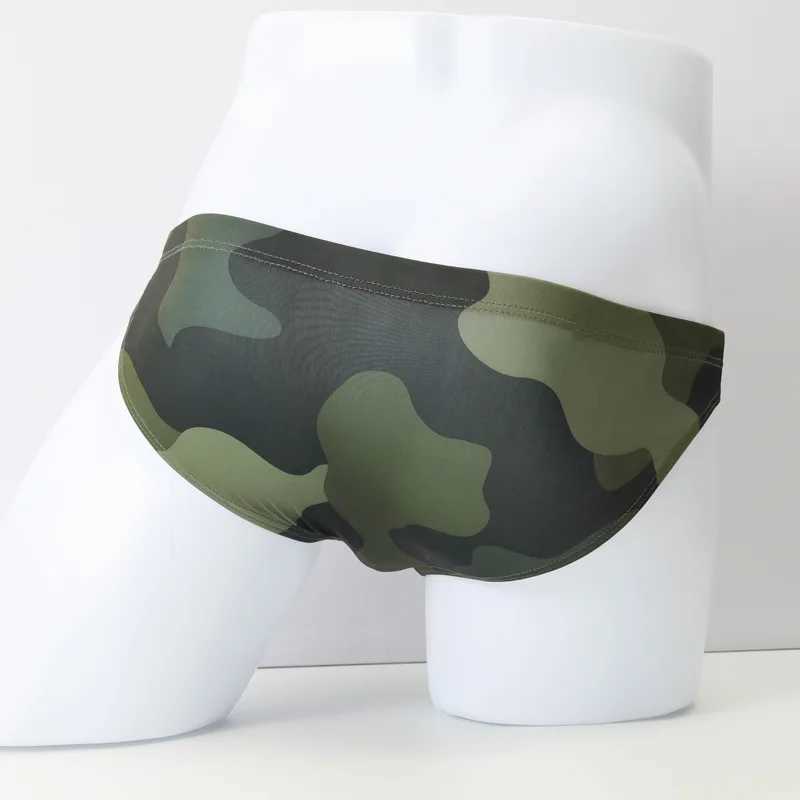 Sexy camouflage mens underwear silk glossy underwear breathable raised pockets mens underwear W241223