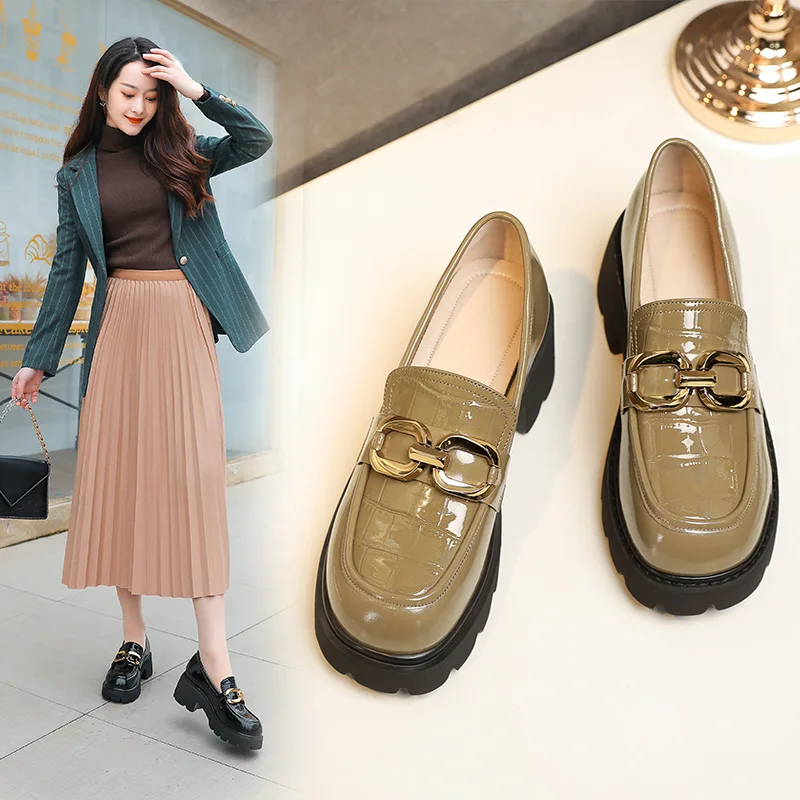 AIYUQI Women Loafers Genuine Leather Autumn Fashion Slip-on Women Heels Daily Round Toe Daily Large Size Women Shoes
